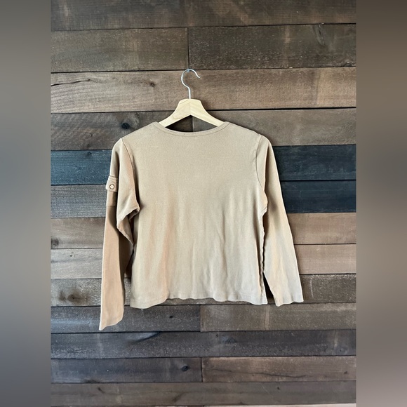 Vintage Riveted by Lee Tan Cotton Long Sleeve Tee Roll Tab Sleeve Small - Picture 11 of 11